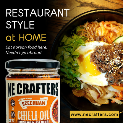 Korean dish with NE CRAFTERS Szechuan Chilli Oil 
