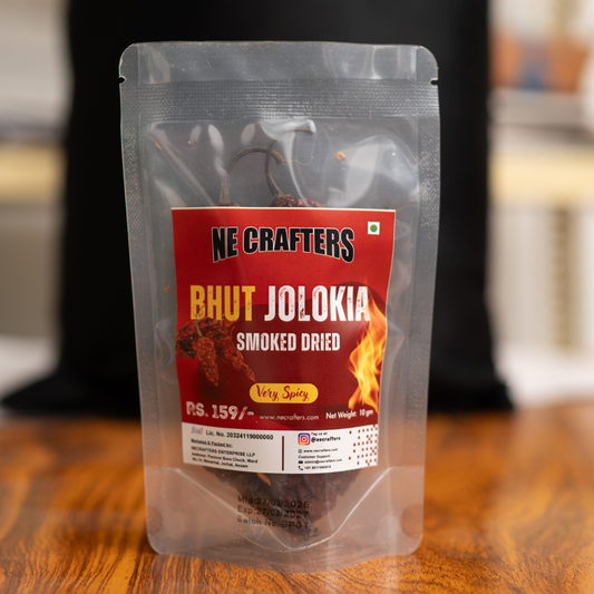 Smoke Dried Bhut Jolokia Pods - 10gm (8-12 pieces)